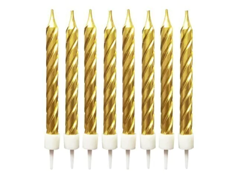 VELA ESPIRAL METALIZADO 0,75X8CM - DOURADA COM 8 UNIDADES - comprar online