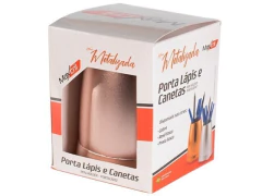 PORTA LAPIS / CANETAS METALIZADO ROSE 10250026 - Papelaria Visão