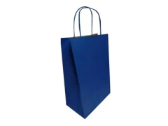 SACOLA KRAFT BRANCO CHAP. AZUL BIC 17,5CM X 8,5CM X 21,5CM - comprar online