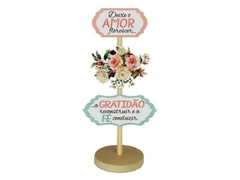 ENFEITE DE MESA COM PLAQUINHAS DEIXE O AMOR FLORESCER 23X11