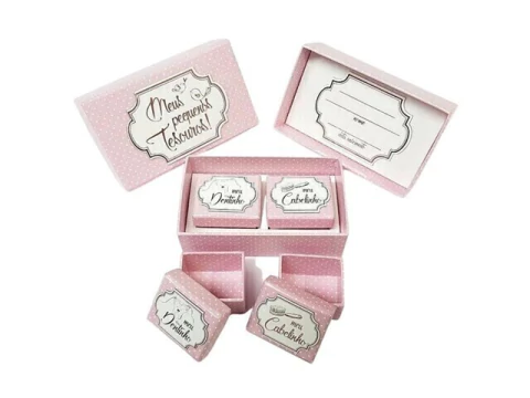CAIXA RIGIDA PEQUENA PEQUENOS TESOUROS ROSA 10X17X7 - comprar online