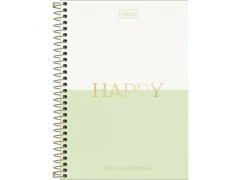 CADERNO ESPIRAL PEQUENO 1/4 CAPA DURA HAPPY 80FLS na internet