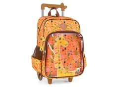 MOCHILA ESCOLAR DE CARRINHO GIRAFA MOSTARDA - comprar online