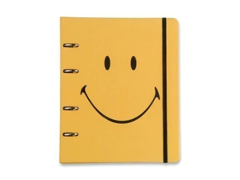 FICHARIO CADERNO CRIATIVO ARGOLADO SMILEY - AMARELO - 17X24 PAUTADO - comprar online