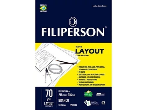 BLOCO LAYOUT BRANCO 70G(A4+) 50FLS - comprar online