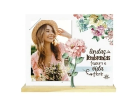 PORTA-RETRATO DE ELÁSTICO COM BASE E APLIQUE LINDAS LEMBRANÇAS...18,5X23 - comprar online