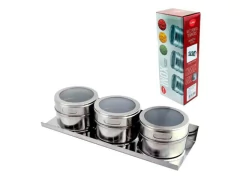 PORTA CONDIMENTOS INOX COM 3 UNIDADE E 1 BASE - comprar online