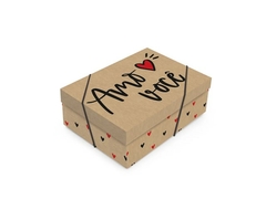 CAIXA DE PRESENTE RETANGULAR C TAMPA AMO VOCE P 24X18X8CM
