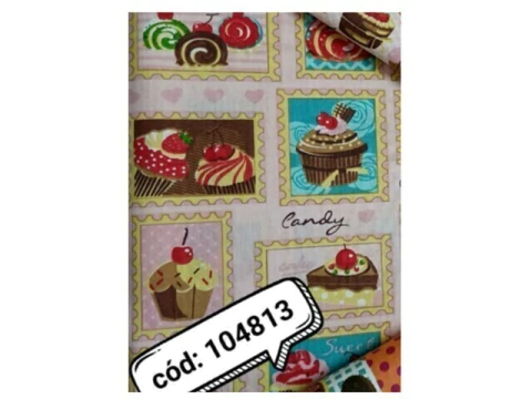 TECIDO TRICOLINE ESTAMPADO DOCES