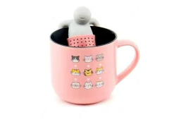 CANECA C/ INFUSOR P/ CHA I LOVE CATS 350ML - comprar online