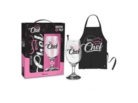 TAÇA E AVENTAL SUPER CHEF ROSA - comprar online