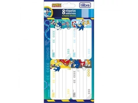 ETIQUETA ESCOLAR ADESIVA SONIC PACOTE COM 8 UNIDADES - comprar online