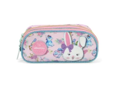 ESTOJO DUPLO ROSA COELHINHO DETALHES EM AZUL BRILHANTE - comprar online