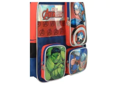 MOCHILA ESCOLAR DE COSTA AVENGERS AZUL COM DET VERMELHO