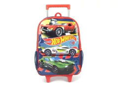 MOCHILA ESCOLAR DE CARRINHO INFANTIL HOT WEELS AZUL