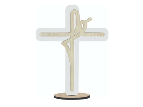 ENFEITE DE MESA CRUZ COM APLIQUE FÉ 30,5X24 - comprar online