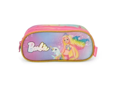 ESTOJO DUPLO ZIPER VERDE COM ROSA BARBIE - comprar online
