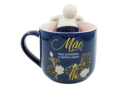 CANECA 350ML COM INFUSOR PARA CHA MAE ETERNO AMOR