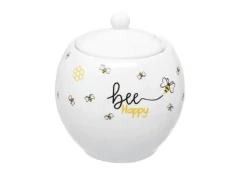 ACUCAREIRO/PORTA CONDIMENTO DE PORCELANA C/COLHER + TP. HONEY