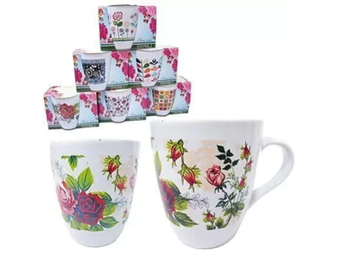CANECA DE PORCELANA FLORES CORACAO 220ML ITENS SORTIDOS