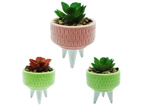 FLOR ARTIFICIAL SUCULENTA C VASO DE PORCELANA 10X8CM CZ19578