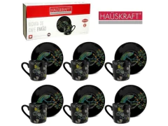JOGO DE XICARA DE PORCELANA C PIRES P CAFE PAVAO HAUSKRAFT 12 PCS 80ML JGX062