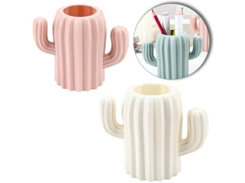 PORTA TRECO CANETA LAPIS MULTIUSO DE PLASTICO CACTO COLORS 13X11CM UP6216