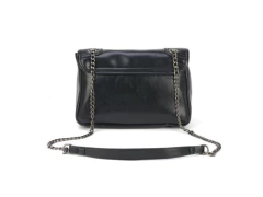 BOLSA FEMININA SINTETICA PRETO COM ALCA DE CORRENTE - Papelaria Visão