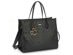 BOLSA FEMININA SINTETICA TEXTURIZADA PRETO COM CHAVEIRO MICKEY - comprar online