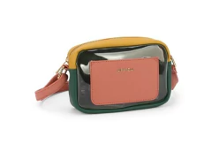 BOLSA FEMININA SINTETICA VERDE TRANSVERSAL COM FRENTE TRANSPARENTE - comprar online