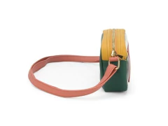 BOLSA FEMININA SINTETICA VERDE TRANSVERSAL COM FRENTE TRANSPARENTE - Papelaria Visão