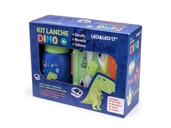KIT LANCHEIRA DINO GARRAFA PLASTICA 500ML + MARMITA 700ML - Papelaria Visão