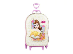 MALA MOCHILA INFANTIL 3D DISNEY PRINCESAS BELA ROSA RODINHA TRIPLA