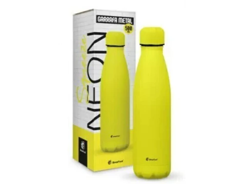 GARRAFA TERMICA METAL NEO 500ML EMBORRACHADO AMARELO NEON