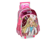 MOCHILA ESCOLAR DE CARRINHO PINK BARBIE VETERINARIA - comprar online