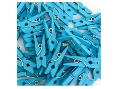 MINI PRENDEDOR MAD 2.5CM AZUL BB COM 50 UND