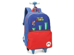 MOCHILA ESCOLAR DE CARRINHO INFANTIL SUPER MARIO BROS AZUL - comprar online