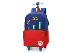 MOCHILA ESCOLAR DE CARRINHO INFANTIL SUPER MARIO BROS AZUL na internet