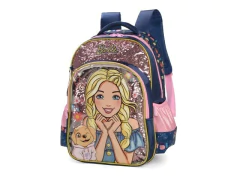 MOCHILA ESCOLAR DE COSTAS AZUL BARBIE+CACHORRINHO - comprar online
