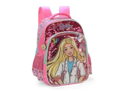 MOCHILA ESCOLAR DE COSTAS BARBIE PINK+CACHORRINHO