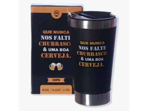 COPO VIAGEM OPENER 500ML NUNCA FALTE CHURRASCO & UMA BOA CERVEJA