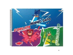 CADERNO DE DESENHO CD ESPIRAL ADESIVADO 60FLS PJ MASKS SORTIDAS