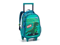 MOCHILA ESCOLAR DE CARRINHO INFANTIL MASCULINA 16" DINO/TUBARAO - comprar online