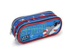 ESTOJO DUPLO INFANTIL MASCULINO DINO/TUBARAO