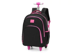 MOCHILA ESCOLAR DE CARRINHO PRETO COM ROSA UP4YOU na internet