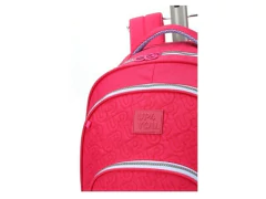 MOCHILA ESCOLAR DE CARRINHO VINHO COM DET AZUL CL UP4YOU - Papelaria Visão