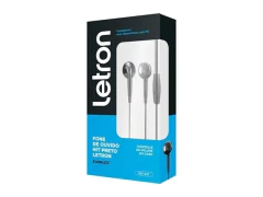 FONE DE OUVIDO HIT PRETO EARBUDS COM FIO E MICROFONE LETRON