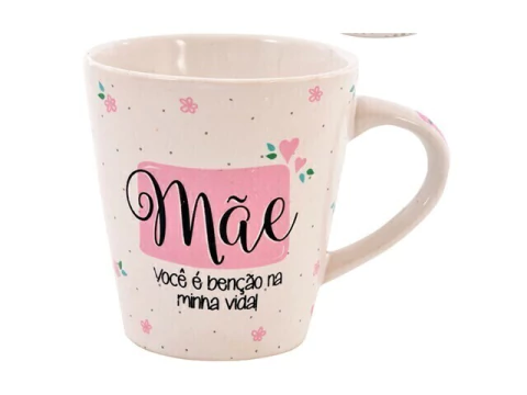 CANECA DE PORCELANA FRASES MAE 300ML FBC01022 WINCY SORTIDAS