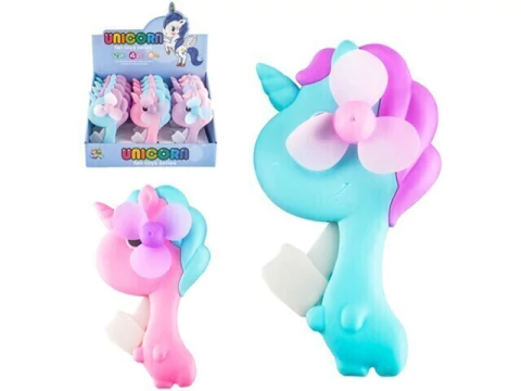 VENTILADOR DE MAO A FRICCAO UNICORNIO UNICORN 18,5X10,5CM SORTIDOS