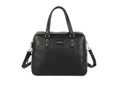 BOLSA SINTETICA PRETO COM ALCA DUPLA LISA